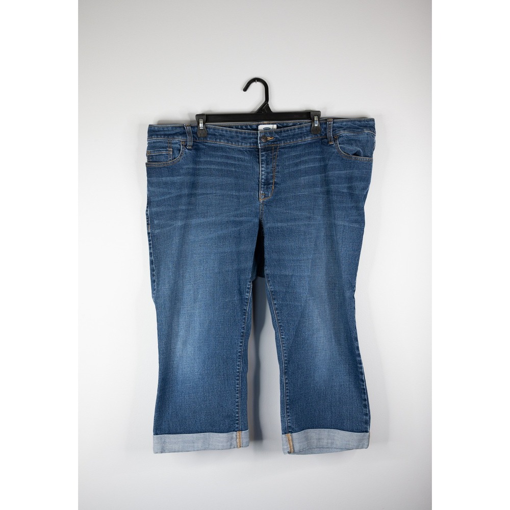 Old Navy Cropped Jeans Womens 22 Blue Excellent Mid Rise Cuffed Denim Capris